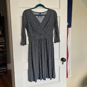 Seraphine navy and white maternity and nursing dress